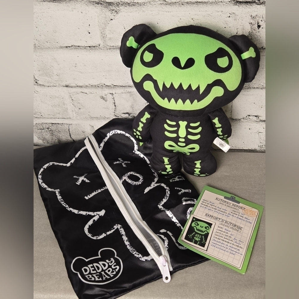 Deddy Bears Bones 12 Inch Plush Kreepy Collectibles Body Bag Autopsy Tag Rare